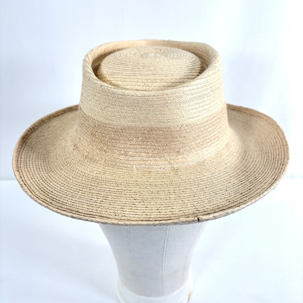 Gumarcaah Straw Hat Beige Handwoven Palm‎ Telescope Crown Guatemala Sm 6 7/8 54